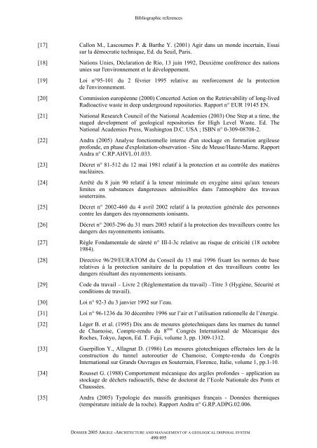 Architecture and management of a geological repository - Andra