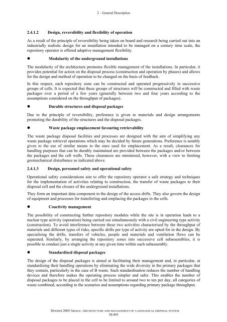 Architecture and management of a geological repository - Andra