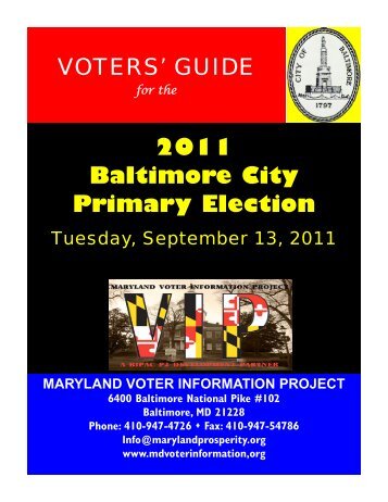 2011 Baltimore Primary Election Candidates - IPAA Political Toolkit
