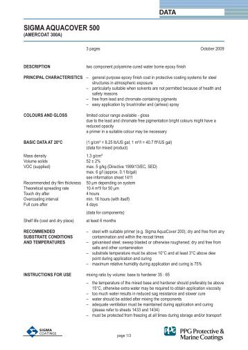 AquaCover 500 (Amercoat 300A) Technical Data Sheet - Promain