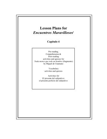 Lesson Plans For Encuentros Maravillosos - Bravisimo.net