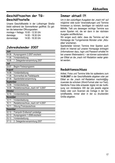 mach mit Ausgabe 02.2007 - Turngemeinde MÃ¼nster von 1862 e.V.