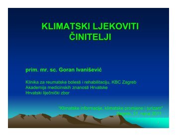 Klimatski ljekoviti Äinitelji (Goran IvaniÅ¡eviÄ, KBC Zagreb)