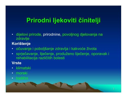 Klimatski ljekoviti Äinitelji (Goran IvaniÅ¡eviÄ, KBC Zagreb)