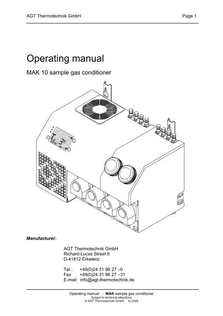 MAK 10 Operating Manual - CleanAir - Express Equipment Sales