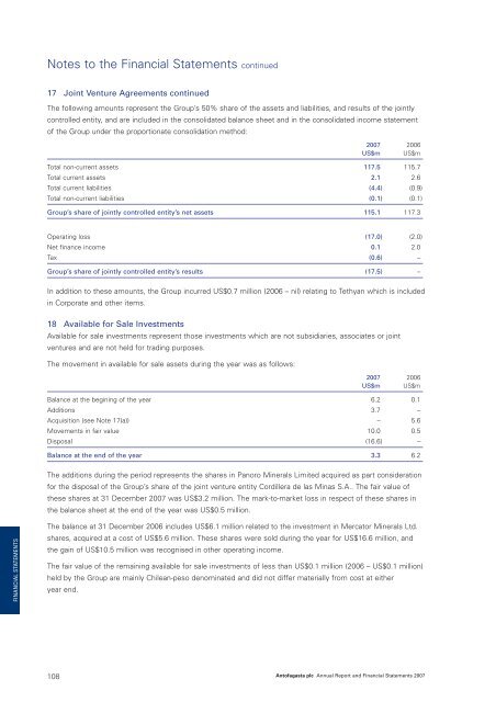 Annual Report 2007 - Antofagasta plc