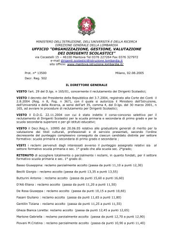 Decreto revisione Graduatorie di merito Corso-Concorso per il ...