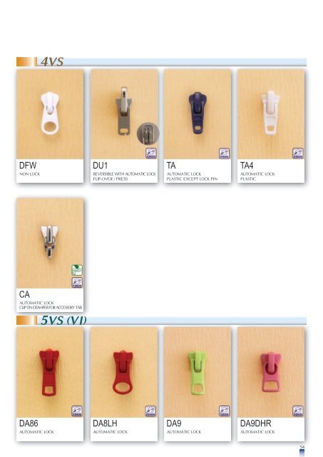 Sliders Catalogue - YKK Zippers - YKK Japan ©2014