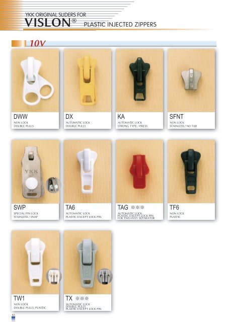 Sliders Catalogue - YKK Zippers - YKK Japan ©2014