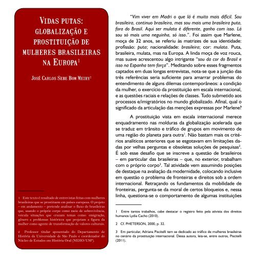 Vidas putas: globalização e prostituição de ... - Diversitas - USP