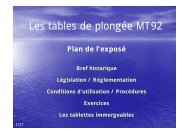 Les tables de plongée MT92 - Jacquet Stephan