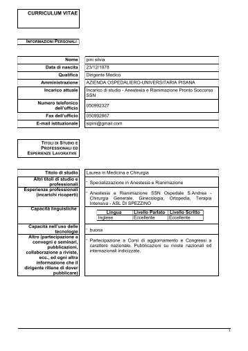 CV - Azienda Ospedaliero-Universitaria Pisana