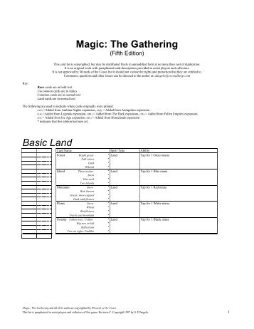 Magic 5th Edition Card List - Crystal Keep
