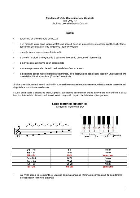 1 Scala Scala diatonica-eptafonica. - Lettere e Filosofia