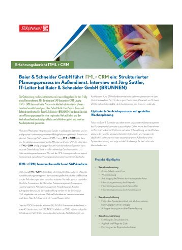 Erfahrungsbericht von Baier & Schneider - ITML>CRM - ITML GmbH