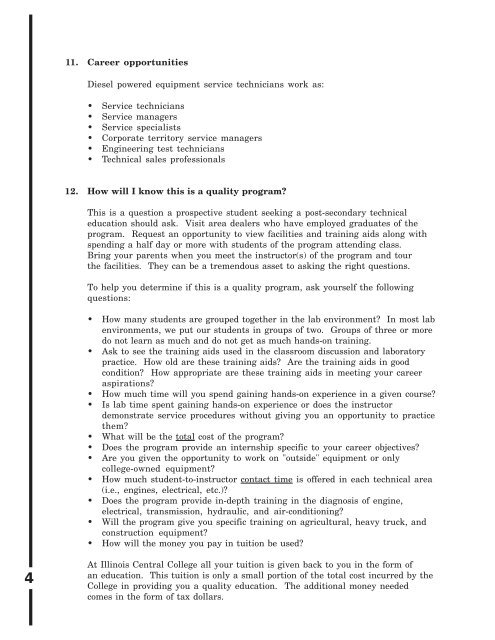 Diesel Powered Equipment Technology - Illinois Central College