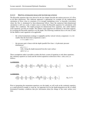 Depth-averaged shallow water equation