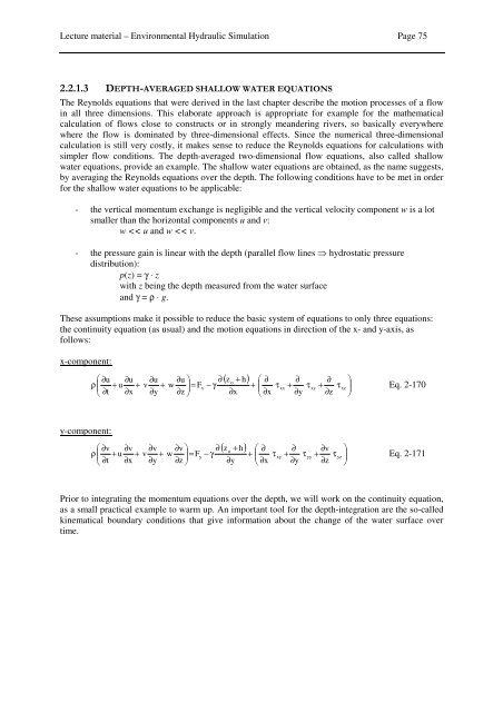 Depth-averaged shallow water equation