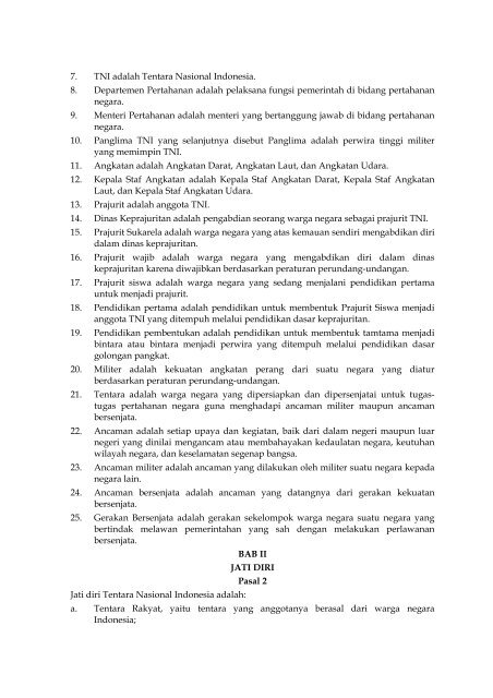 Undang-Undang No.34 Tahun 2004 tentang Tentara ... - ProPatria