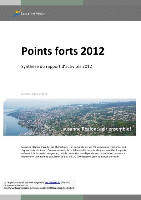 Points forts 2012 - Lausanne Région