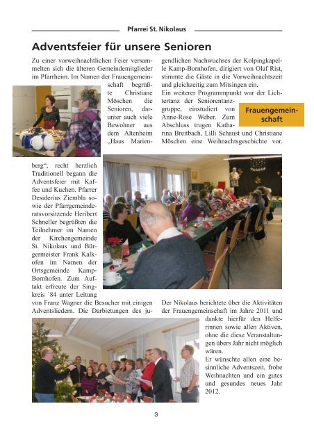 Pfarrbrief Weihnachten 2011 - St. Nikolaus Kamp-Bornhofen