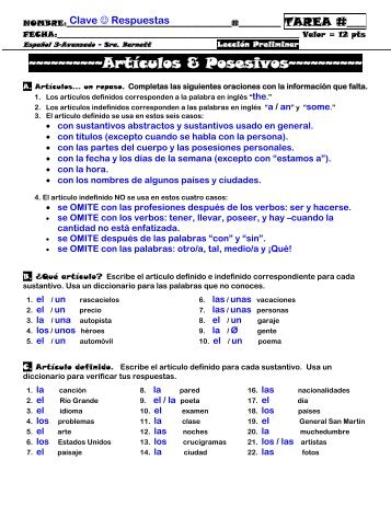 ArtÃ­culos & Posesivos