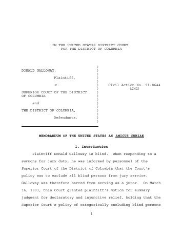 Galloway v. Superior Court of the District of Columbia - ADA.gov