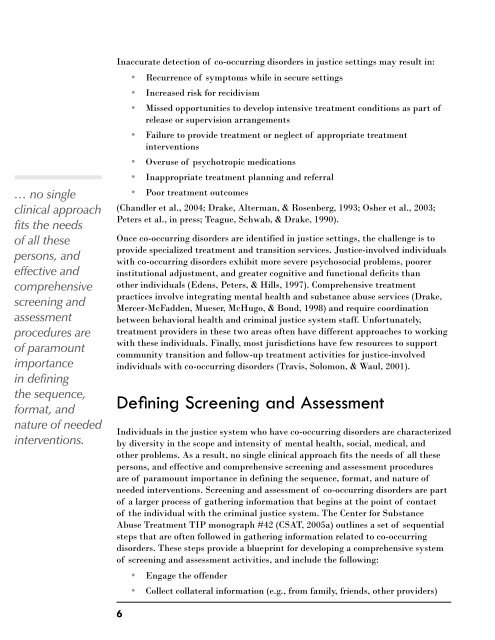 Screening and Assessment of Co-Occurring Disorders in the Justice ...