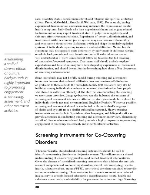 Screening and Assessment of Co-Occurring Disorders in the Justice ...