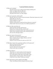 Vocational Reflection Questions 1) Why am I in college? 2) What are ...