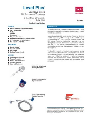 M-Series Model MG Transmitter with Digital Output - MTS Sensors