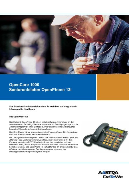 OpenCare 1000 Seniorentelefon OpenPhone 13i - Aastra