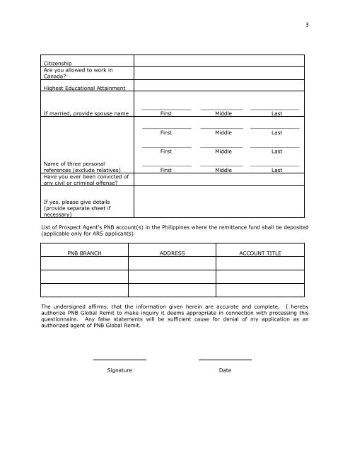 APPLICATION FORM - Philippine National Bank