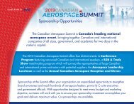 Sponsorship opportunities at the 2013 Canadian Aerospace Summit