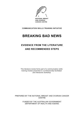 Breaking bad news - Cancer Australia