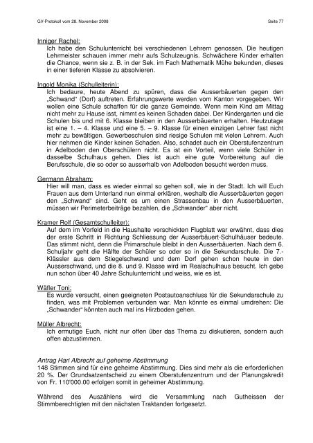 protokoll ordentliche gemeindeversammlung - Adelboden