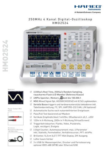 250MHz 4 Kanal Digital-Oszilloskop HMO2524