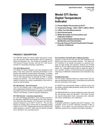 Model DTI Series Digital Temperature Indicator - PK elektronik ...