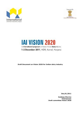 Draft Document on Vision 2020 for Indian dairy industry Dec,01 ...