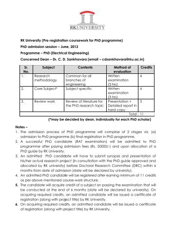 PhD coursework (Electrical Engineering) Jan 2013 - RK University