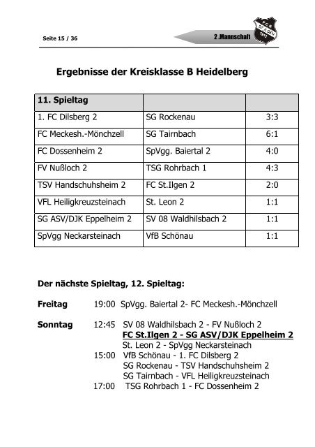 Stadionheft Ausgabe 6 - FC Badenia St. Ilgen