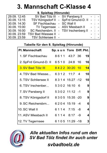 STADIONHEFT - SV Bad Tölz 1925 eV