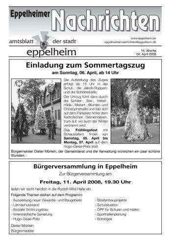 Einladung zum Sommertagszug am Sonntag, 06. April ... - Eppelheim