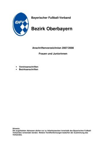 Bayerischer FuÃŸball-Verband Bezirk Oberbayern - T-Online