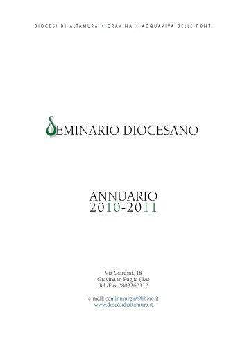 Anno 2010 - 2011 - Diocesi Altamura - Gravina - Acquaviva delle Fonti