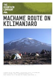 MACHAME ROUTE ON KILIMANJARO - The Mountain Company