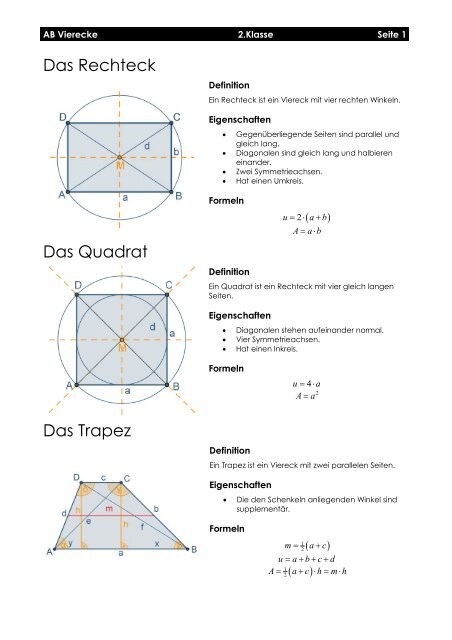 Das Rechteck Das Quadrat Das Trapez