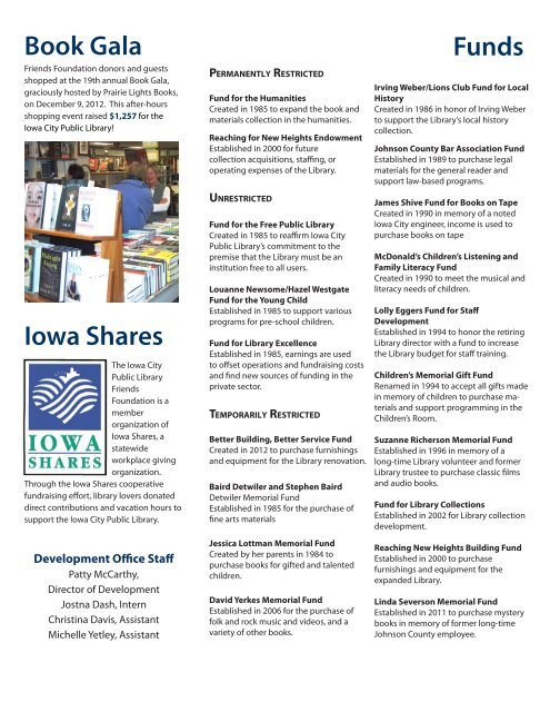 Iowa City Public Library Friends Foundation Annual Report and ...