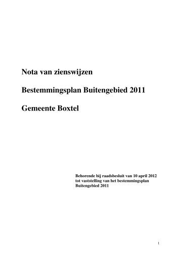 Nota van zienswijzen Bestemmingsplan ... - Gemeente Boxtel