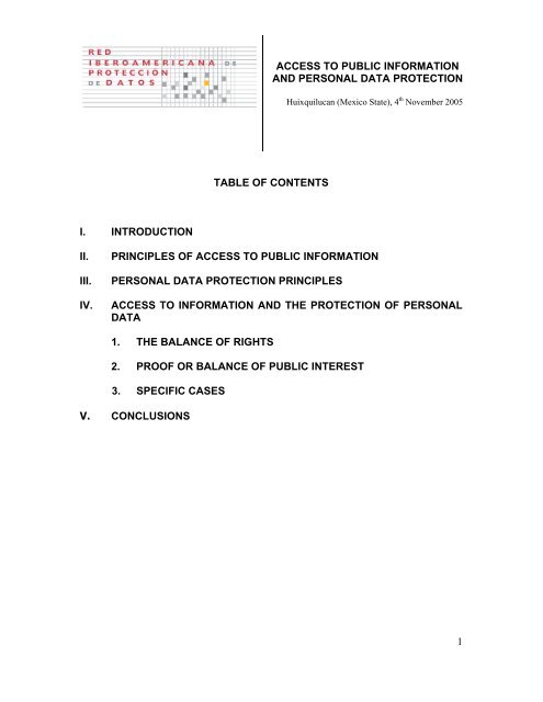 access to public information and personal data protection 1 table of ...